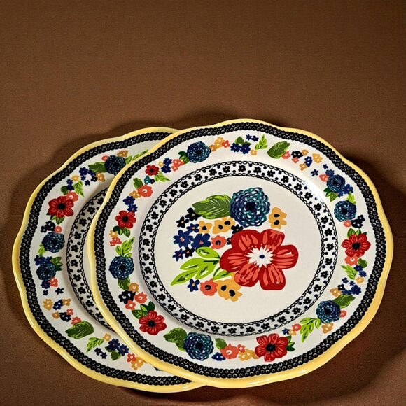 Set of 2 ~ Pioneer Woman Classic Floral Stoneware Dinner Plates ~ - Picture 4 of 11